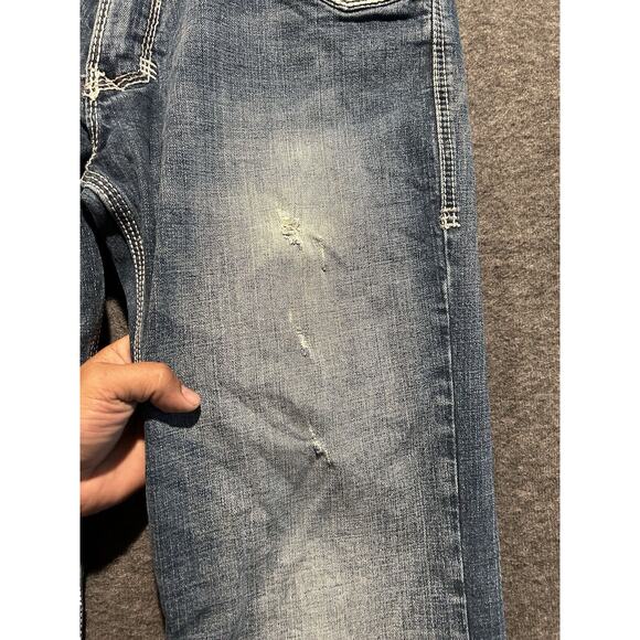 Decree Jeans Mens 34x30 Blue Distressed Bootcut Regular Fit Denim BKE Y2K - Picture 2 of 12